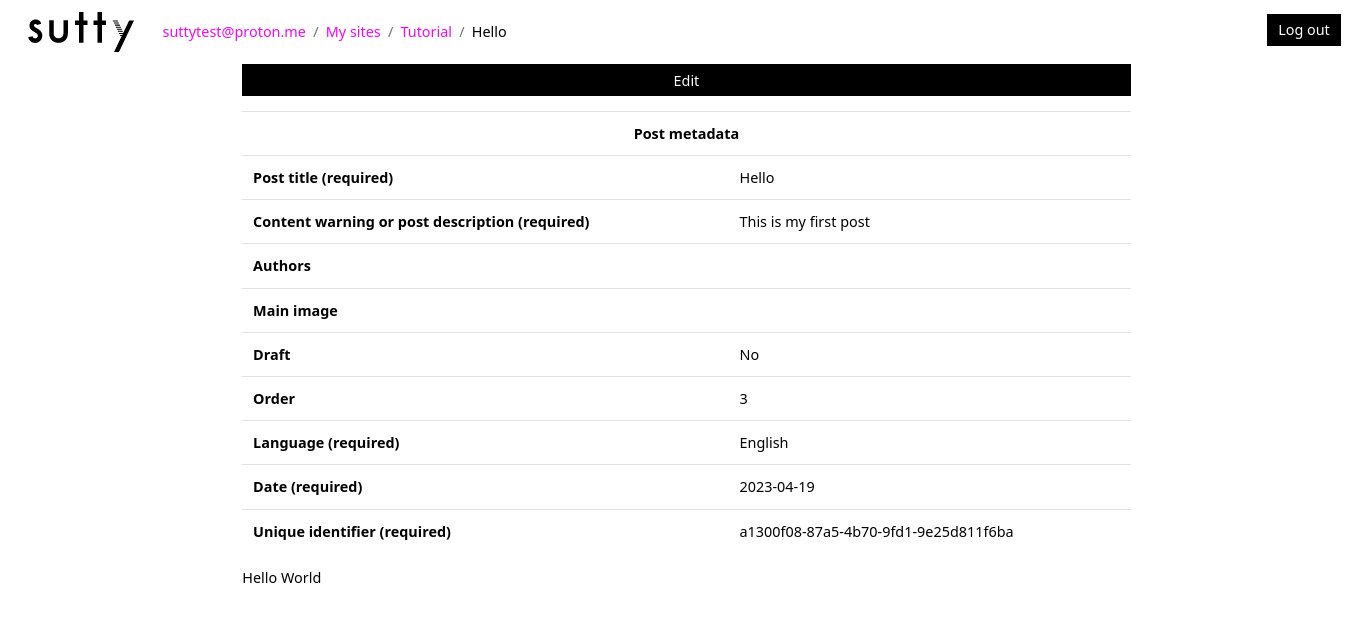 Metadata bout the post like the creation date and title